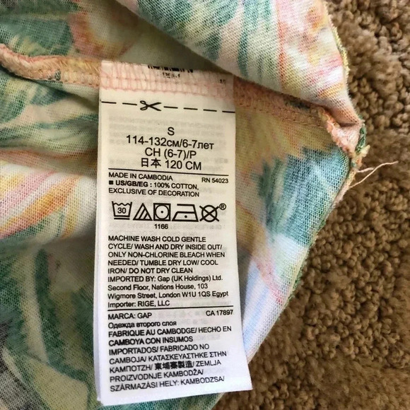 Gap kids tropical flower flounce dress small 6-7 peach pink floral short sleeve - Picture 4 of 9